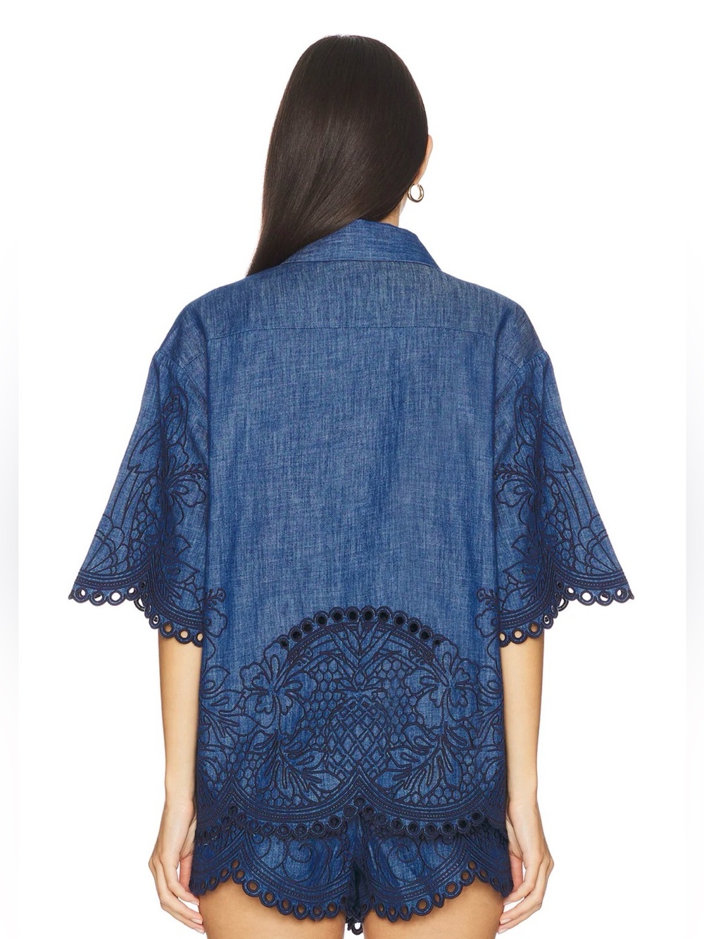 Zimmermann Women’s Coco Embroidered Denim Shirt in Railway Blue Sz 4 US NWT - Picture 4 of 10